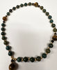 33 Bead Anglican Prayer Beads GREEN AND TIGER EYE STONES WITH STAINLESS STEEL SILVER CROSS