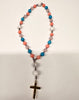 33 Bead Anglican Prayer Beads with CORAL, TURQUOISE AND WHITE ONYX STONES WITH STAINLESS STEEL SILVER CROSS (Copy) (Copy)