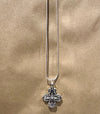 Small cross with nice details necklace silver chain 60cm