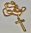 Stainless Steel Necklace with Two Tone Double Cross Pendant and 4mm Twist Rope Chain