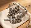 Catholic Rosary – METAL SILVER ROSES BEADS with POUCH