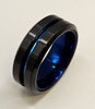 Steel patterned double spinner ring- Black and Blue