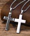 Stainless Steel Rope Pattern Cross Pendant Necklace