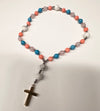 33 Bead Anglican Prayer Beads with CORAL, TURQUOISE AND WHITE ONYX STONES WITH STAINLESS STEEL SILVER CROSS (Copy) (Copy)