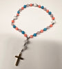 33 Bead Anglican Prayer Beads with CORAL, TURQUOISE AND WHITE ONYX STONES WITH STAINLESS STEEL SILVER CROSS (Copy) (Copy)