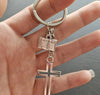 Zinc Alloy Bible Cross-shaped and cross Keychain/key ring