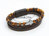 Hematite Cross Layered Leather bracelet for men with magnetic buckle