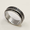 Stainless steel Celtic style knot patterned spinner ring silver colour