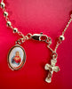 Brass 14k Gold Plated rosary beads bracelet with Sacred Heart of Mary Medal