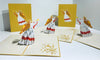 Christmas Angel Blowing Trumpet in Gold Pop Up Greeting Card Design