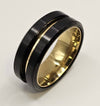 Steel patterned double spinner ring- Black and Gold