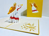 Christmas Angel Blowing Trumpet in Gold Pop Up Greeting Card Design