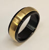 Steel patterned spinner ring- Gold & Black