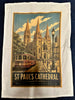 St Paul's Cathedral Cotton Illustrated vintage print design Tea towel