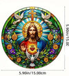 The Holy Heart Of Jesus Christ Sun Catchers Stained Acrylic Window Outdoor or Indoor Decor (5.9''*5.9''/15cm*15cm)