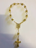 Crystal Glass with Gold Religious ROSARY Beads With Crucifix small version for car
