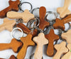 Olive wood cross key ring