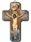 WOODEN CROSS FOILED ICON CRUCIFIXTION CLOUDS 18CM