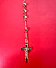 Brass 14k Gold Plated beads catholic rosary necklace with Virgin Mary Centerpiece and small crucifix