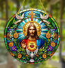 The Holy Heart Of Jesus Christ Sun Catchers Stained Acrylic Window Outdoor or Indoor Decor (5.9''*5.9''/15cm*15cm)