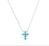 Sterling silver fine necklace with turquoise cross pendant