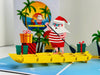 Australian Christmas Santa at Bondi Beach Sydney Aussie Merry Christmas 3D Pop Up Greeting Card
