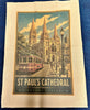 St Paul's Cathedral Cotton Illustrated vintage print design Tea towel
