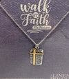 Necklace: Gold Cross on silver engrave Grant me the Serenity to accept, 40.6cm Silver Chain With 5cm Extension (Walk By Faith Collection)