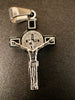 Stainless Steel Silver Crucifix with St Benedict Medal