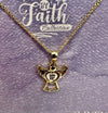 Necklace: Little Gold Angel pendant with Guide, hope & pray and gold chain, 40.6cm Silver Chain With 5cm Extension (Walk By Faith Collection)