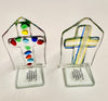 Small standing glass Colourful Cross