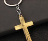 Simple Cross with rays details Keychain golf or silver