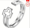 925 Sterling Silver Adjustable Cuff Ring with Cross Design Suitable For Men And Women