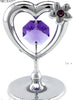 Mini Heart with Flower - Silver available in Red or Purple