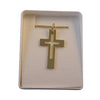 CROSS CUT OUT SLAB GOLD PENDANT BOXED