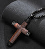 Stainless Steel Pendant Necklace With Inlaid Wood Cross Pendant