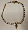 Stainless steel Gold Cross bracelet with Crystal Clear and Gold Glass stones