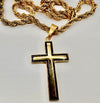 Stainless Steel Necklace with Two Tone Double Cross Pendant and 4mm Twist Rope Chain