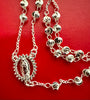 Premium Brass silver beads catholic rosary necklace with Holy Mary Centerpiece and small crucifix