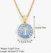 Round Shape, Purple & Green Mosaic Design cross pendant necklace