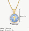 Round Shape, Purple & Green Mosaic Design cross pendant necklace