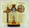 CRUCIFIX with ST BENEDICT MEDAL – WOOD STANDING OLIVE WOOD (5cm x 3cm)