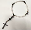 33 Bead Anglican Prayer Beads with GREEN AND TIGER EYE STONES WITH STAINLESS STEEL SILVER CROSS