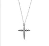 Stirling Silver necklace with streamline design cross and rib detail pendant