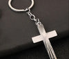 Simple Cross with rays details Keychain golf or silver