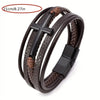 Cross Men's Faux Leather and Stainless Steel Braided Bracelet