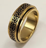 Stainless steel Celtic style knot patterned spinner ring- Gold colour