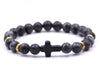 Unisex various colour Natural Stone beaded cross bracelet