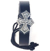 Leather bracelet with silver cross and adjustable cord