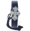 Leather bracelet with silver cross and adjustable cord